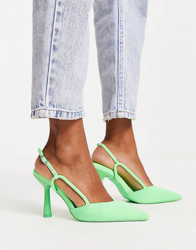 River Island sling back pumps in green